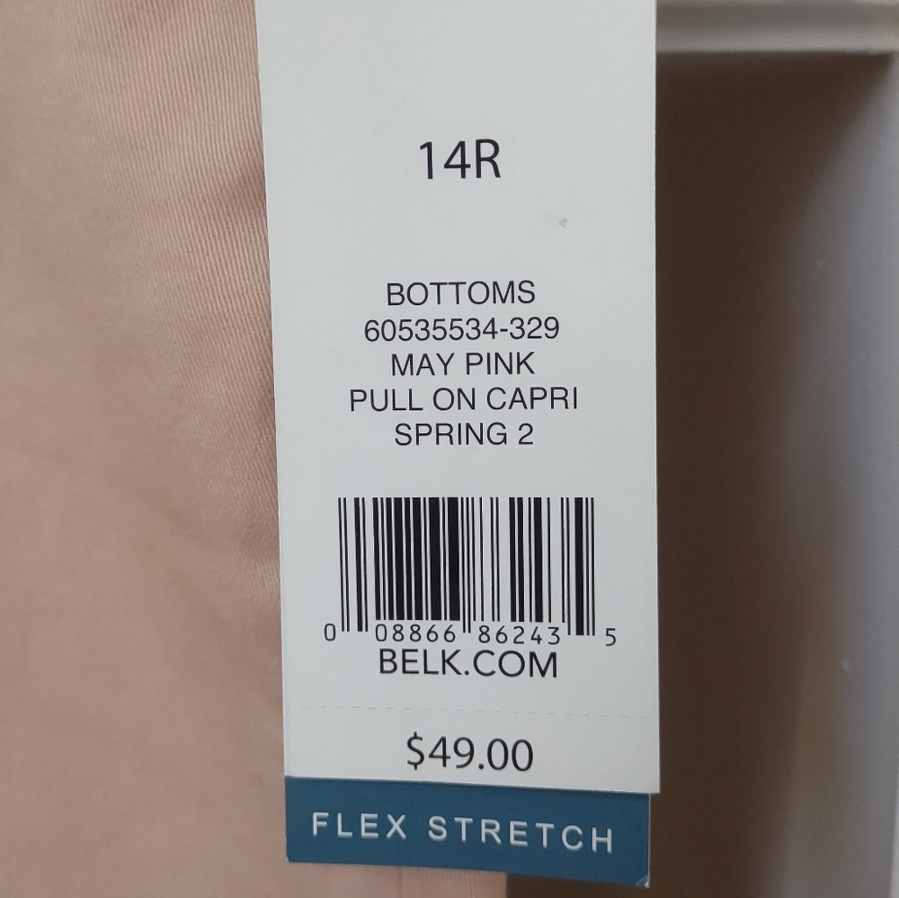 Capri Pants Belk New directions May pink Pull On 14 - Picture 3 of 9